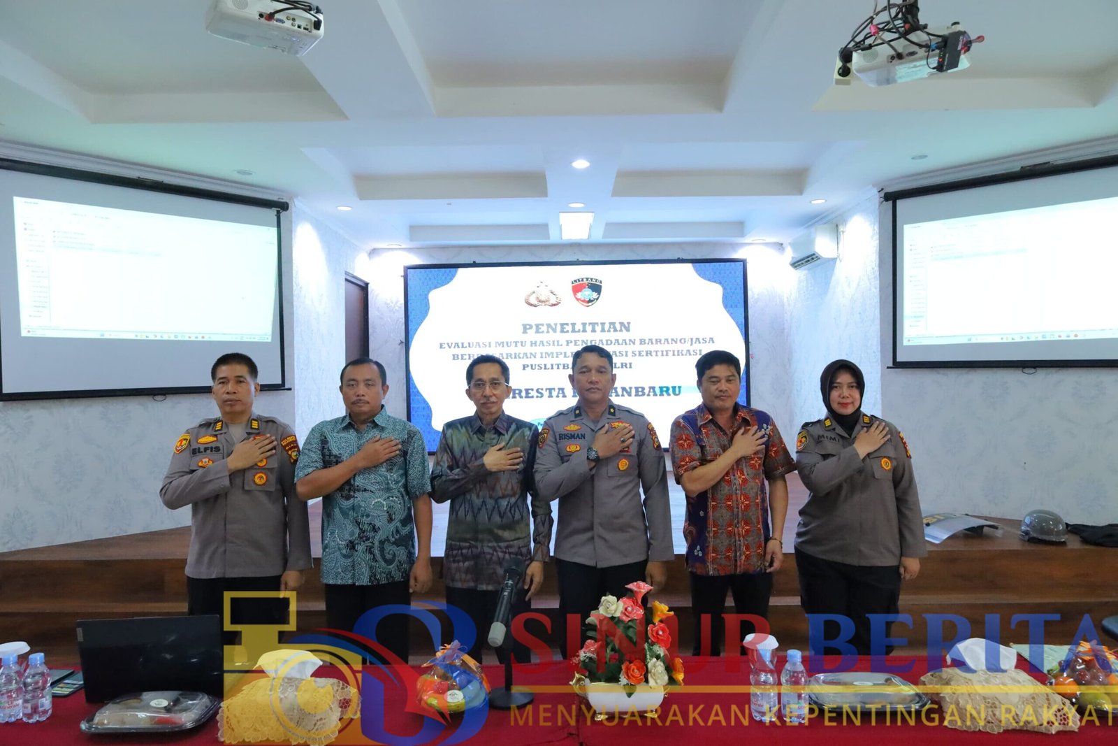 Puslitbang Polri mengevaluasi mutu hasil pengadaan barang dan jasa di Polresta Pekanbaru melalui penelitian sertifikasi untuk mendukung kualitas dan akuntabilitas pengadaan Polri.