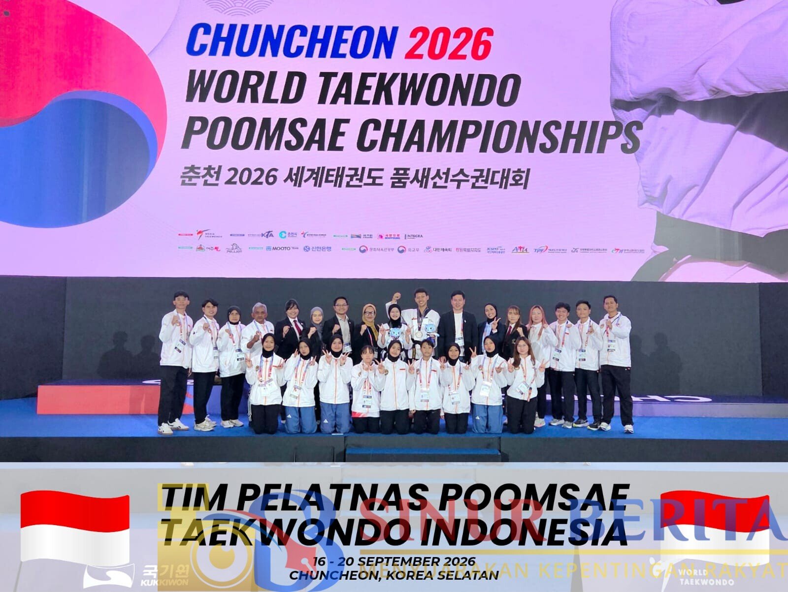 Tim Pelatnas Taekwondo Indonesia meraih medali perak melalui M. Rizal dan Kinara pada nomor Pair Under 30 di World Poomsae Championship 2026, Korea Selatan.