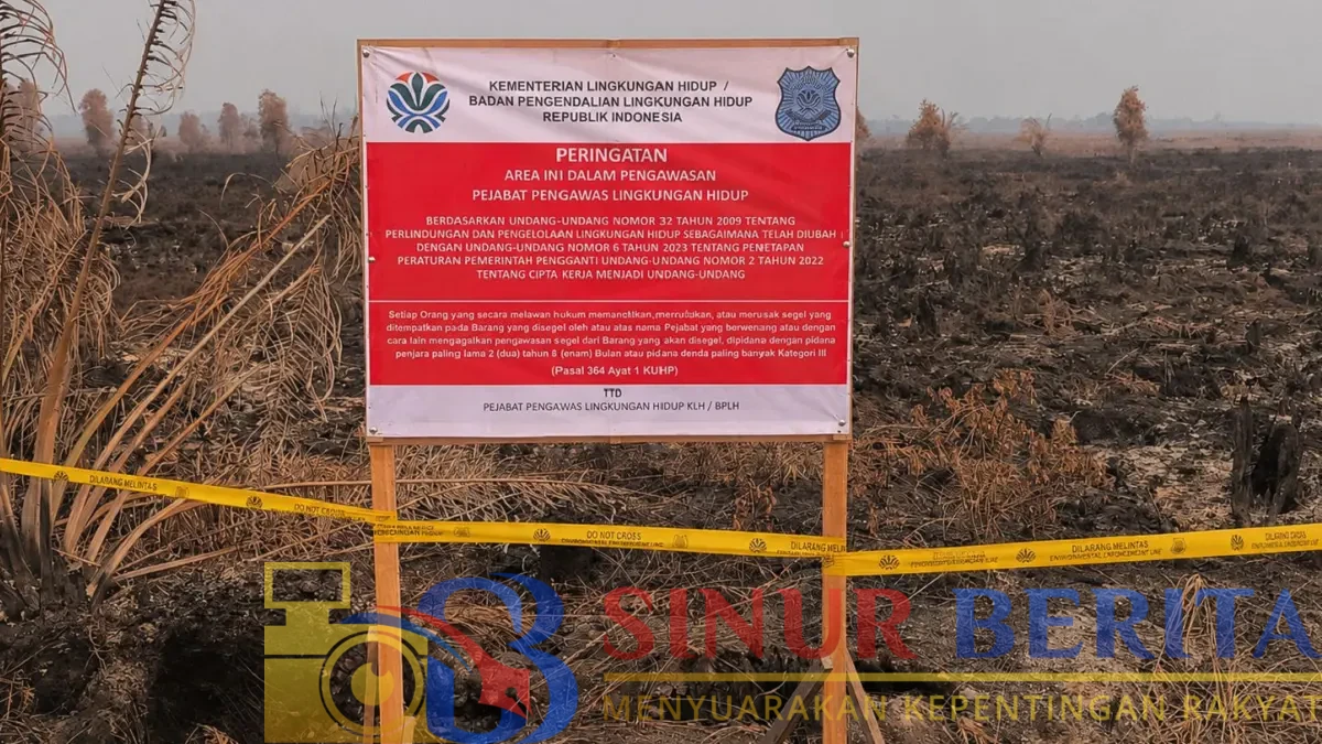 KLH/BPLH menyegel lahan bekas kebakaran PT Sinar Karya Mandiri di Kabupaten Ketapang, Kalimantan Barat. (Kemen LH)