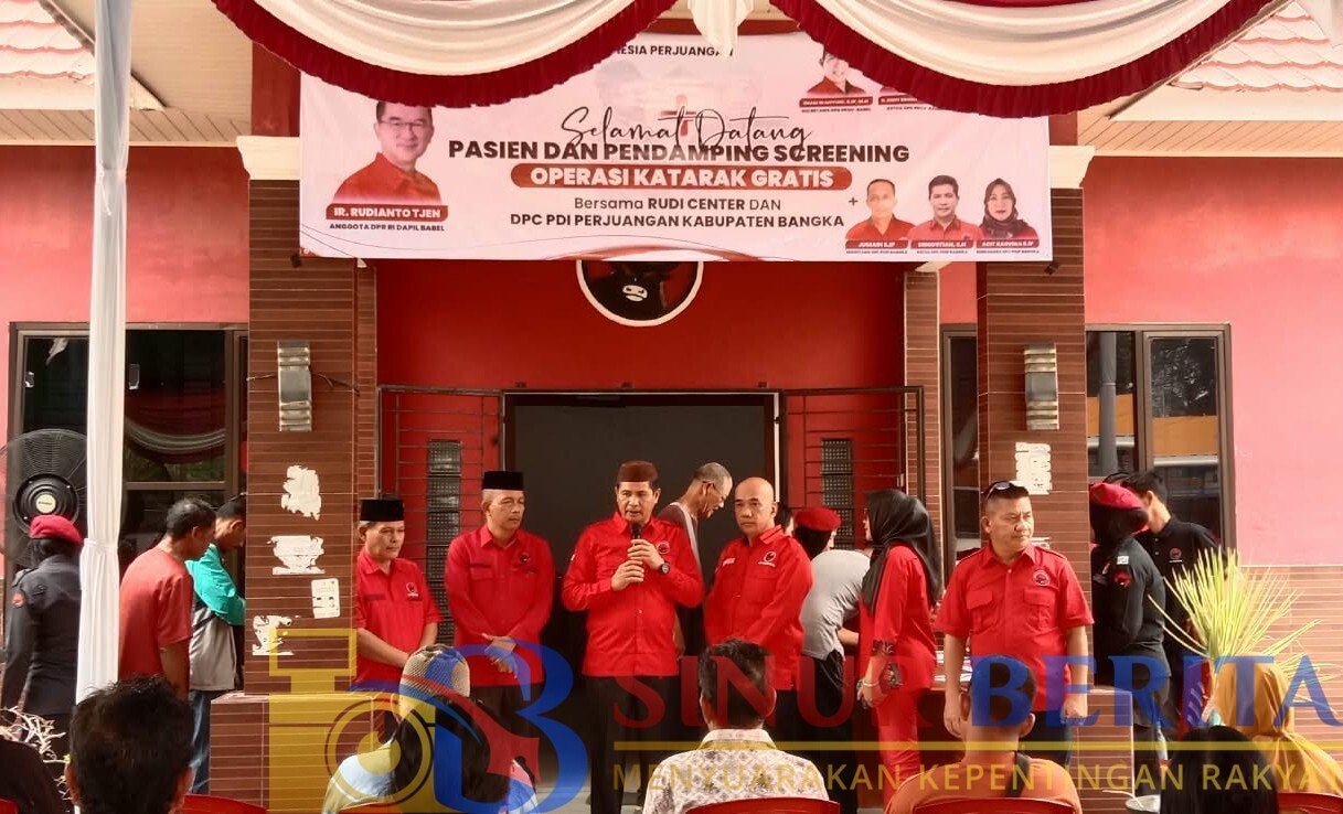 Yayasan Rudi Center dan DPC PDI Perjuangan Kabupaten Bangka menggelar screening katarak gratis.