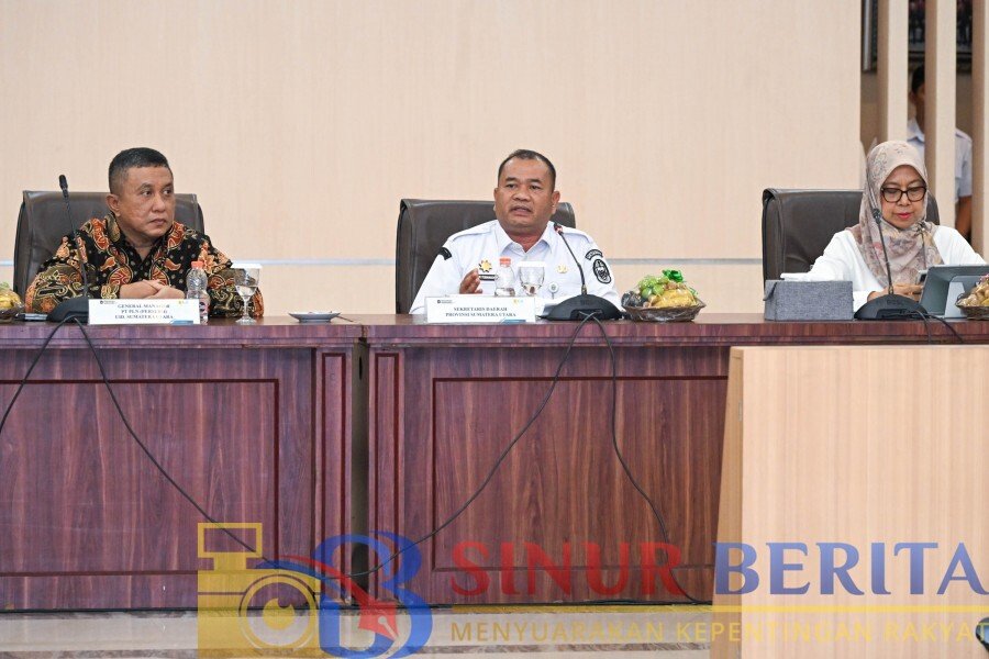 Rapat Sinkronisasi Usulan Lokasi Program Lisdes, Fasilitasi Penyiapan Lahan, serta Penyelesaian Perizinan yang digelar di Aula Kantor PLN UID Sumut,